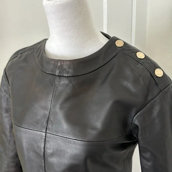 Purification Garcia 100% Lambs Skin Black Mini Dress Size 38 - Picture 2 of 7